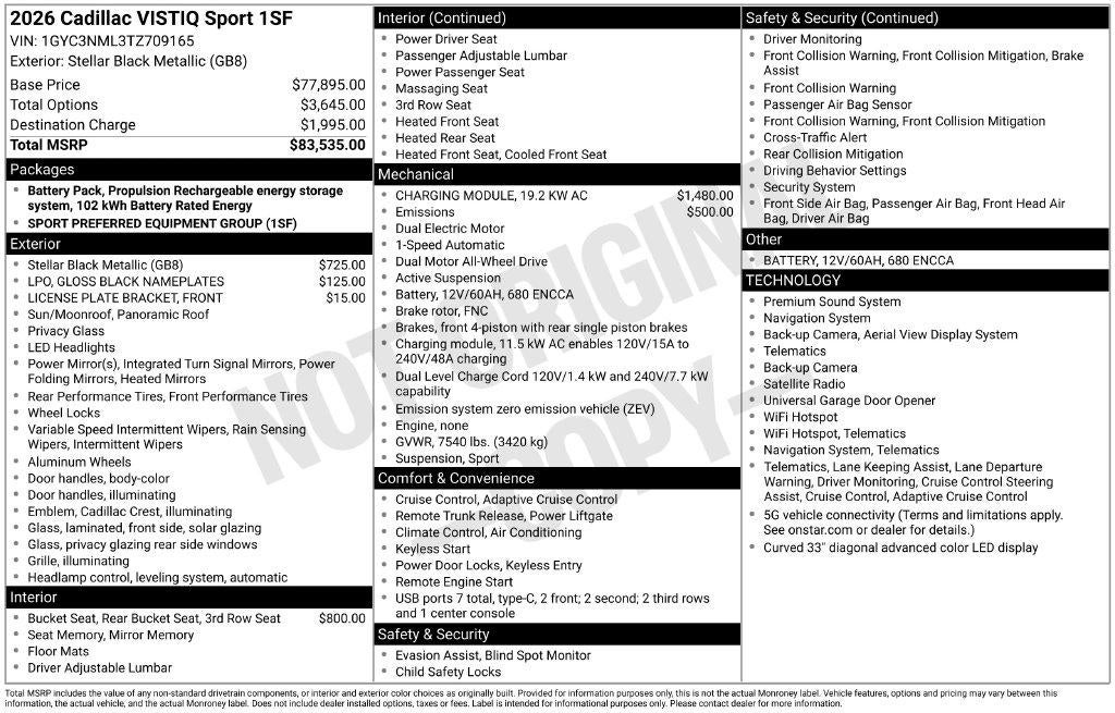 2026 Cadillac VISTIQ Sport