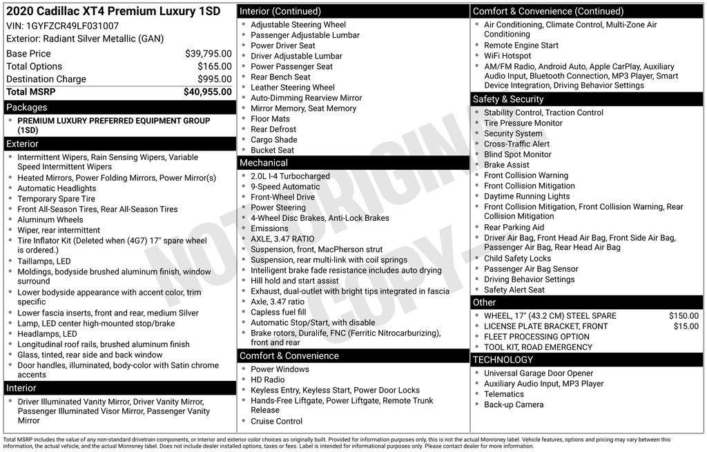 2020 Cadillac XT4 Premium Luxury