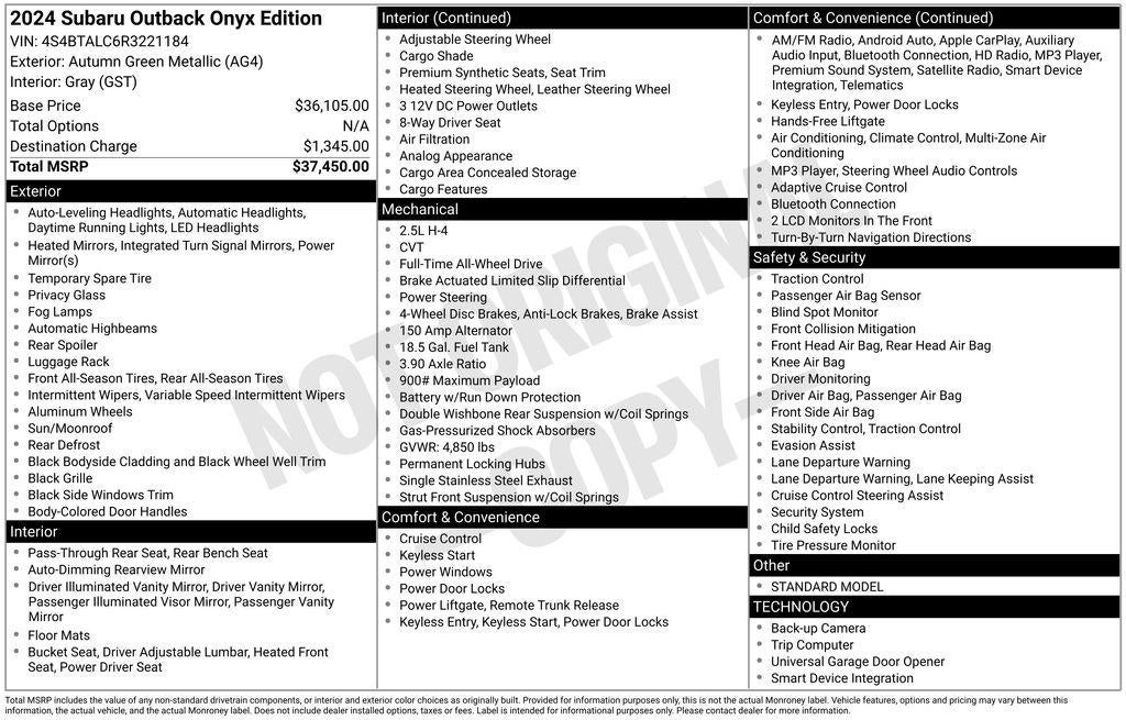 2024 Subaru Outback Onyx Edition