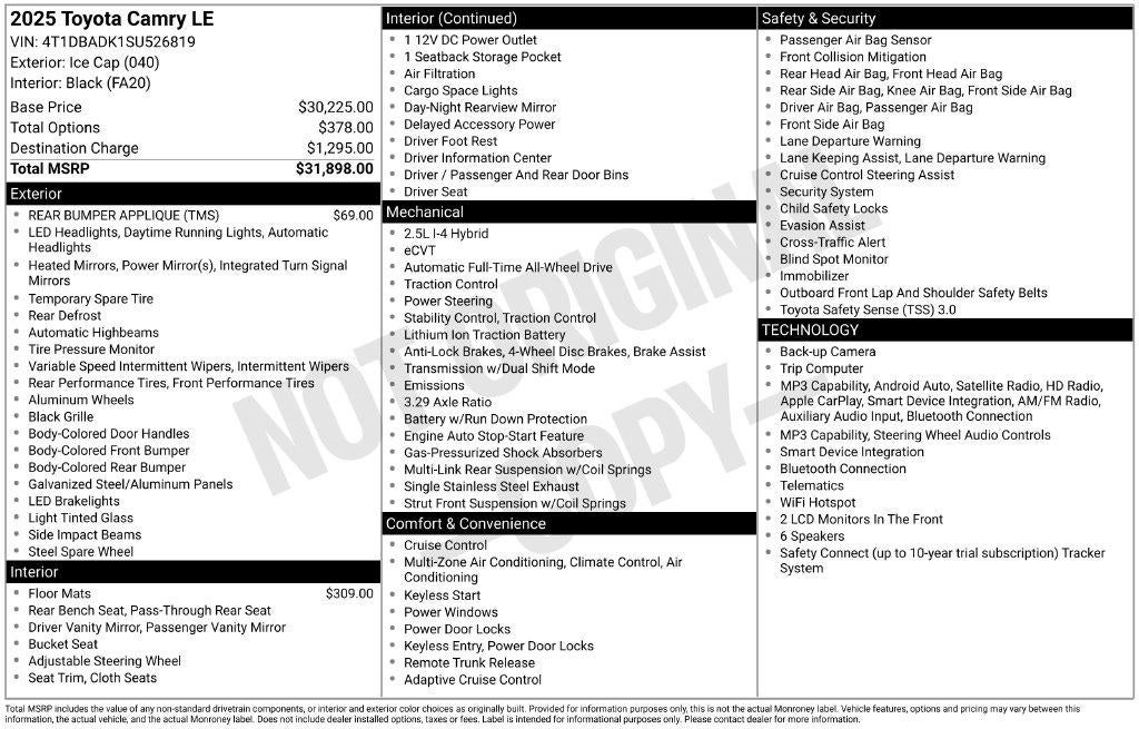 2025 Toyota Camry LE AWD