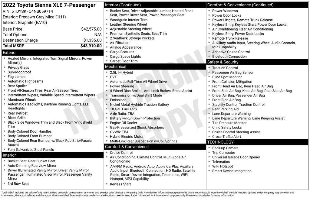 2022 Toyota Sienna XLE