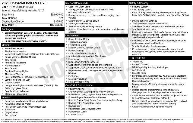 2020 Chevrolet Bolt EV LT