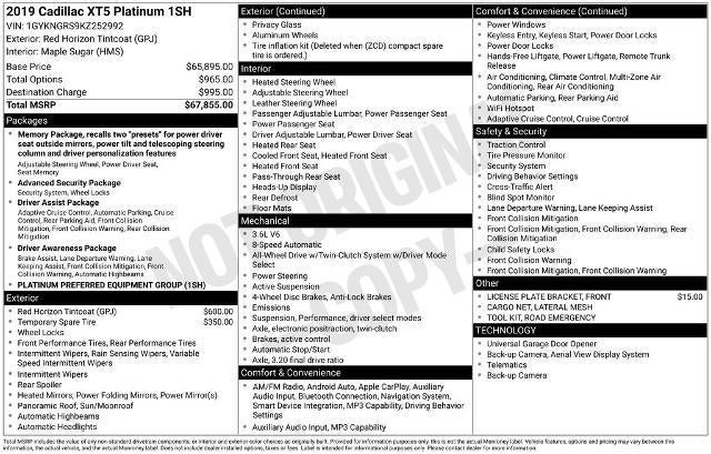 2019 Cadillac XT5 Platinum