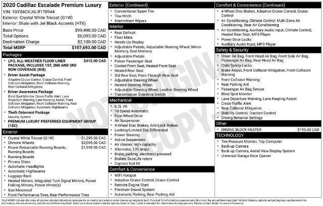 2020 Cadillac Escalade Premium Luxury