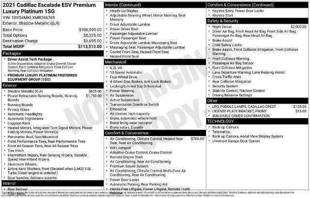 2021 Cadillac Escalade ESV Premium Luxury Platinum