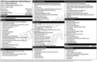 2024 Toyota Highlander Hybrid Platinum