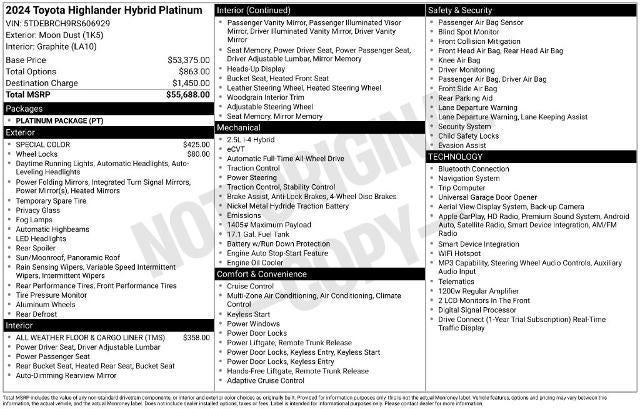 2024 Toyota Highlander Hybrid Platinum