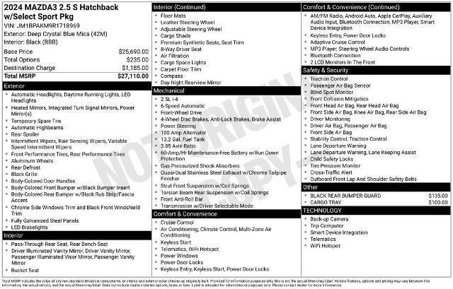 2024 Mazda Mazda3 Hatchback 2.5 S Select Sport