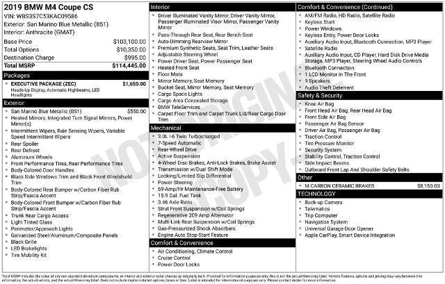 2019 BMW M4 CS Coupe