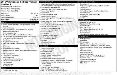 2015 Volkswagen e-Golf SEL Premium