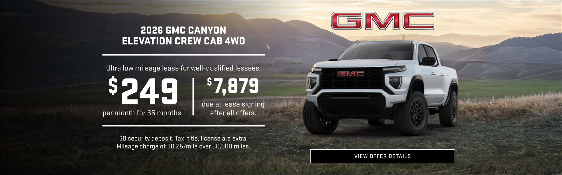 Ultra low mileage lease for well-qualified lessees.

$249 per month for 36 months.1 

$7,879 due ...