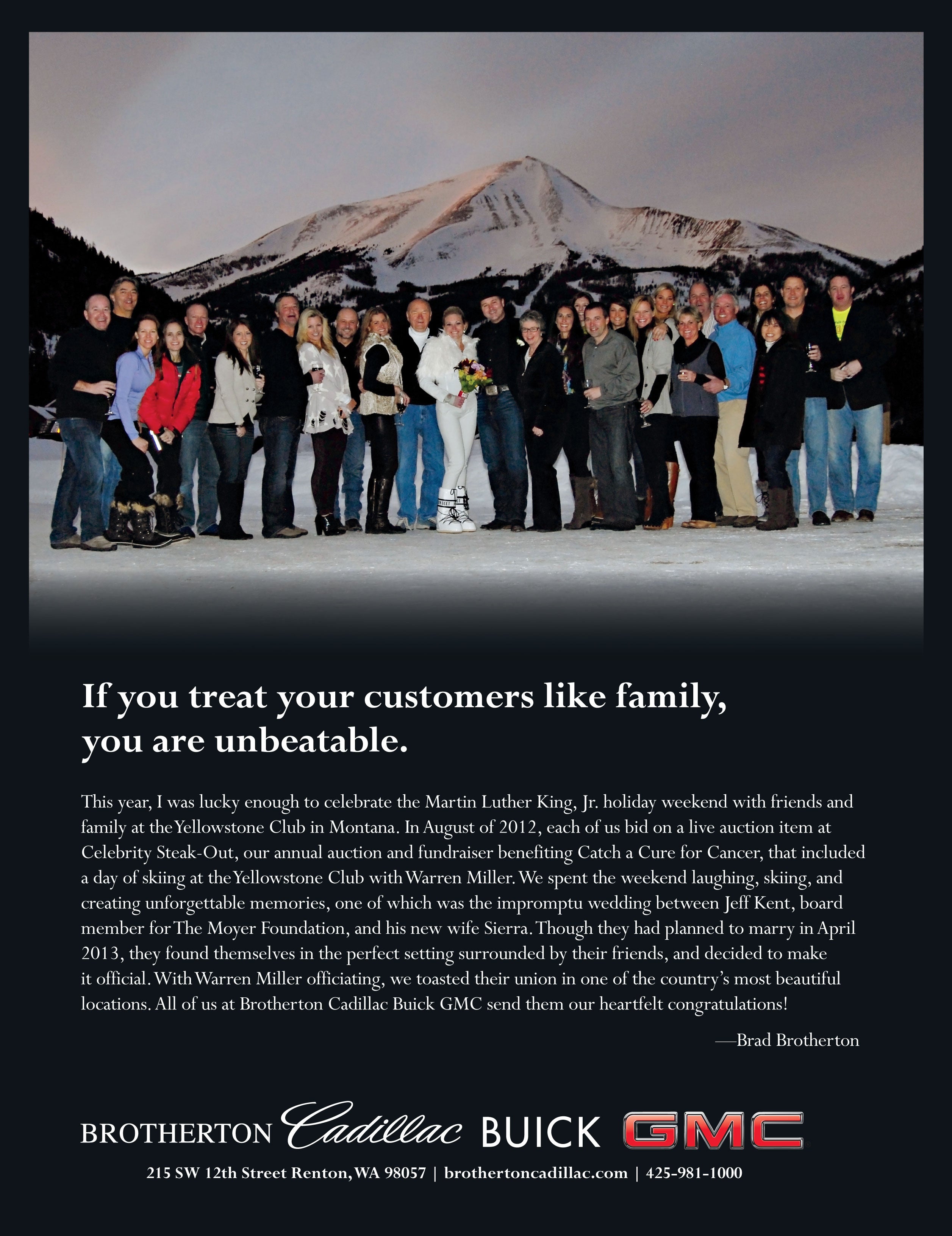 if you treat your customers like family you are unbeatable-family photo advertisment Brotherton Buick GMC in RENTON WA